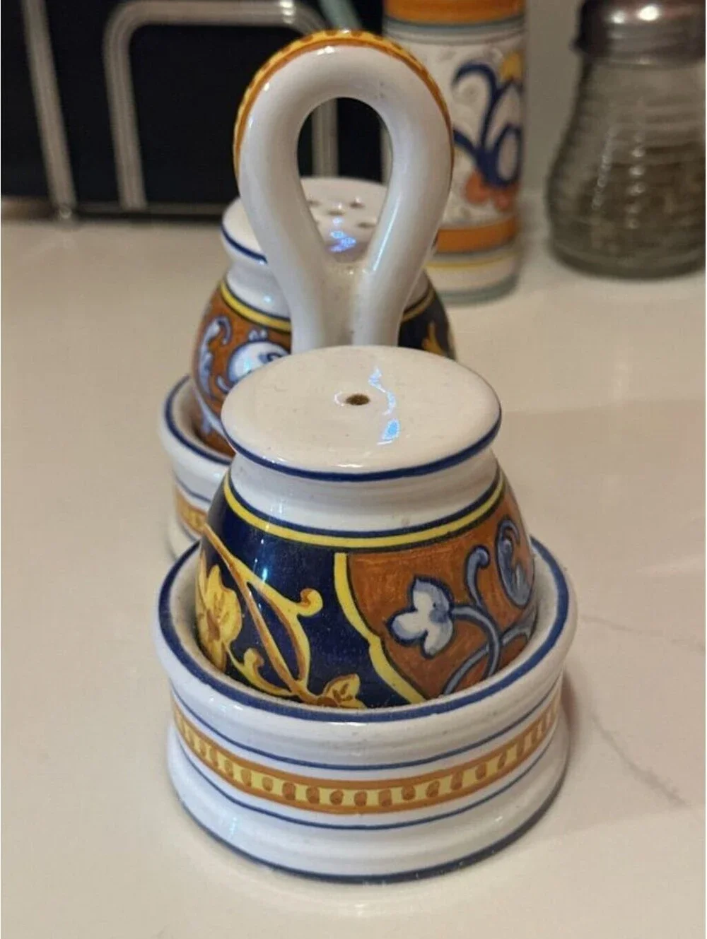 Vintage Cottura Italian Handpainted Ceramic Salt & Pepper Shakers Mini Pitcher